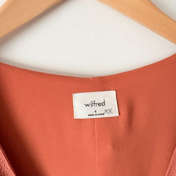 Aritzia Wilfred Nazaire Button Down Flutter Sleeve V-Neck Dress Moroccan Spice 4 - Picture 5 of 7